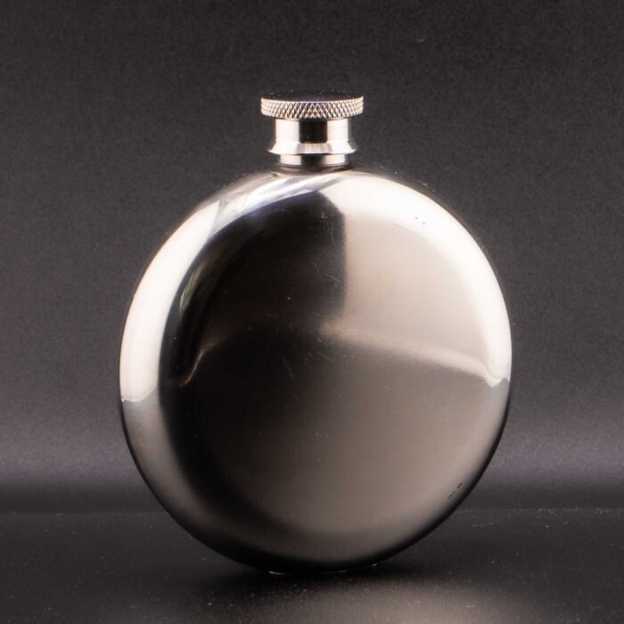 ROUND SILVER, OKRUGLA METALNA PLJOSKA U SREBRNOJ BOJI 150ML - Slika 1