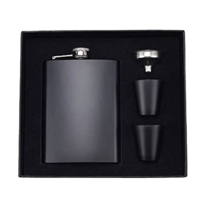 MERAKI BLACK, SET SA PLJOSKOM 235ML I DVE CASICE U POKLON KUTIJI